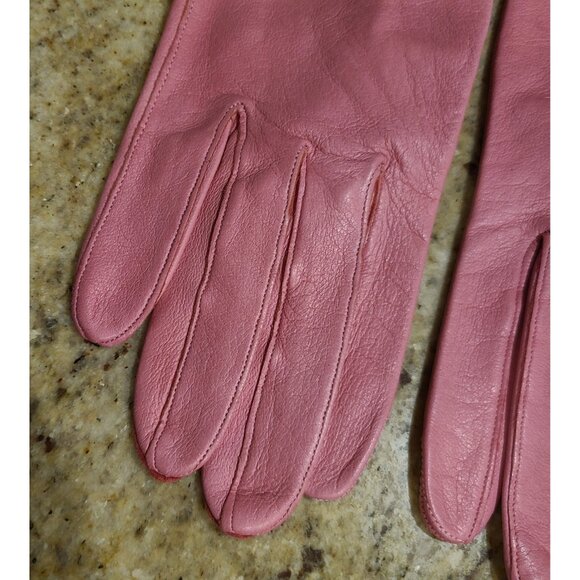 Vintage Womens Size S Pink Leather 8" Short Gloves Cabretta - Picture 2 of 16